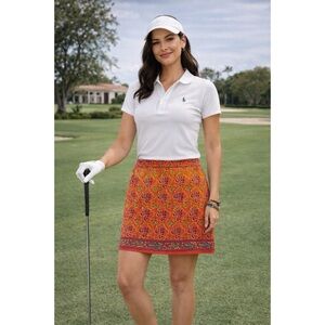 Ralph Lauren Polo Golf Skort Skirt Print Built In Shorts Athleisure Sz 8